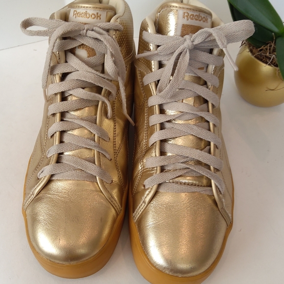 Reebok T - Raww high top gold golden leather sneakers - Picture 2 of 9
